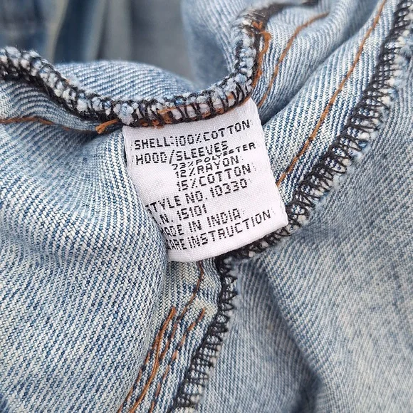 Rare VTG Looney Tunes Bugs Bunny Daffy Taz 1993 Hoodie Denim Jean Jacket 90s L - Picture 9 of 9